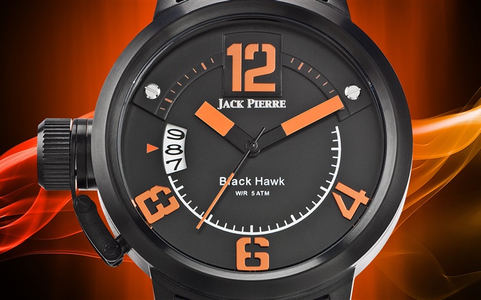Jack Pierre, Uhr, orange und schwarz Hintergrundbilder Bilder