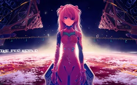 Neon Genesis Evangelion, Asuka Langley, rotes Kleid anime girl HD Hintergrundbilder
