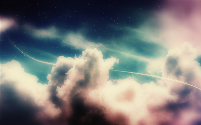 Himmel, Wolken, leichte Linie, Sterne, kreatives Design Hintergrundbilder Bilder