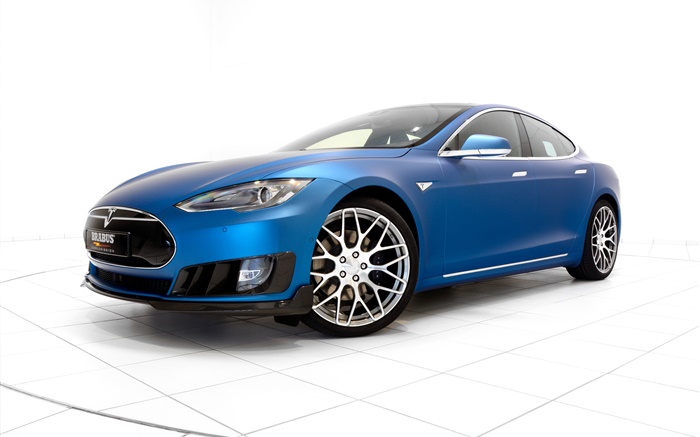 2015 Brabus Tesla Model S blau Elektro-Auto Hintergrundbilder Bilder