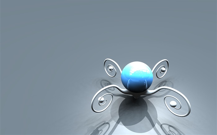 3D-Blume, blaue Kugel Hintergrundbilder Bilder