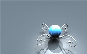 3D-Blume, blaue Kugel