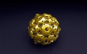 3D-Gold-Ball, schwarzer Hintergrund