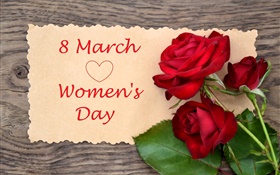 8. März Frauentag, rote Rose Blumen HD Hintergrundbilder