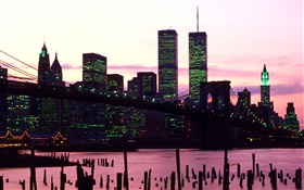 Amerikanische Twin Towers, Nacht, Lichter