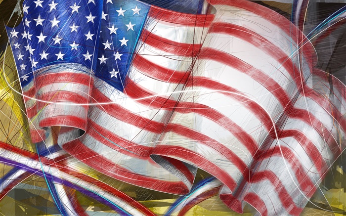 Amerikanische Flagge, Kunstzeichnung Hintergrundbilder Bilder