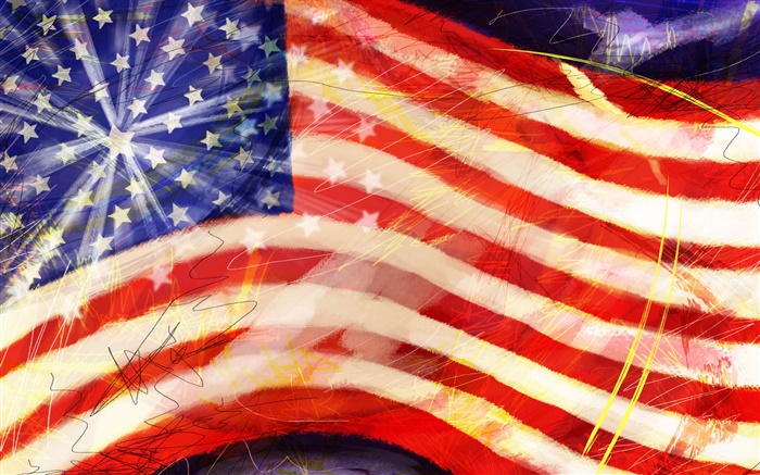 Amerikanische Flagge, Kunstgemälde Hintergrundbilder Bilder