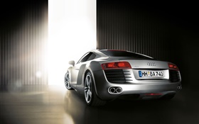 Audi R8 Silber Auto Rückansicht HD Hintergrundbilder