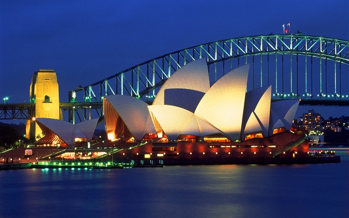 Australien, schöne Nacht in Sydney Hintergrundbilder Bilder