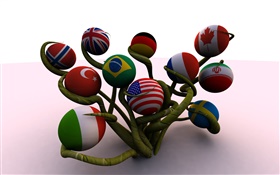 Kugel geformt Flags, Baum, 3D-kreativ