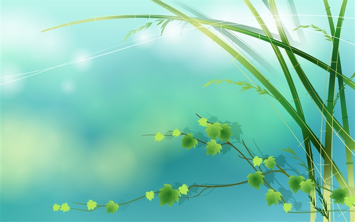 Bambus, Grün, Blätter, Frühling, Vektor-Bilder Hintergrundbilder Bilder