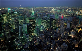 Schöne Nacht Stadt, Lichter, Ansicht von oben, New York, USA HD Hintergrundbilder