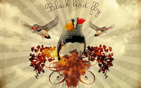 Schwarzer Vogel fliegen, kreative Kunst-Design HD Hintergrundbilder