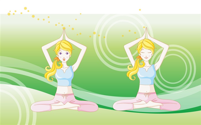 Blonde Yoga Mädchen, Vektor-Bilder Hintergrundbilder Bilder