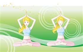 Blonde Yoga Mädchen, Vektor-Bilder HD Hintergrundbilder