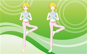Blonde Mädchen, die Yoga, Vektor-Design HD Hintergrundbilder