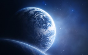 Blaue Planeten und blauen Raum HD Hintergrundbilder