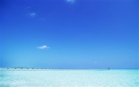 Blaues Meer, Pier, Malediven