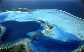 Bora Bora, Französisch-Polynesien, am Strand, Strand, Meer, Ansicht von oben
