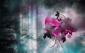 Gebrochene Herzen im Wald, kreatives Design HD Hintergrundbilder