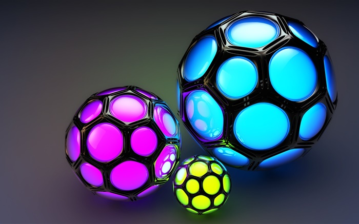 Zell farbigen Kugeln, sehen aus wie Fußball, 3D-Bilder Hintergrundbilder Bilder