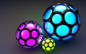 Zell farbigen Kugeln, sehen aus wie Fußball, 3D-Bilder HD Hintergrundbilder