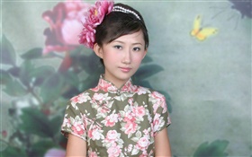 Chinese cheongsam Mädchen HD Hintergrundbilder