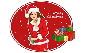 Weihnachten Mädchen, Geschenke, Vektor-Design HD Hintergrundbilder