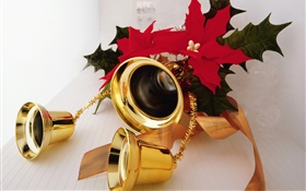 Weihnachten, Goldfarbe  Glocken HD Hintergrundbilder