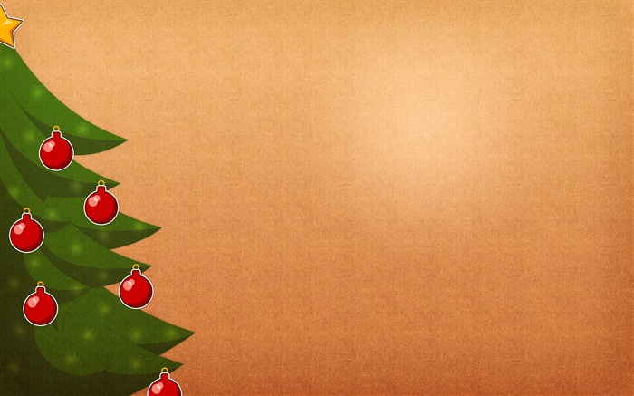 Weihnachtsbaum, rote Kugeln, orange Hintergrund Hintergrundbilder Bilder