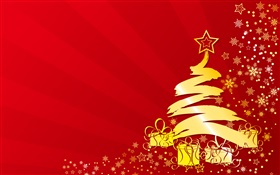 Weihnachtsbaum, Sterne, Geschenke, Goldfarbe , Vektor-Bilder