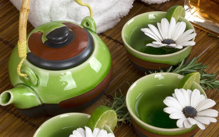 Chrysantheme, Tee, Handtücher, Spa-Thema Hintergrundbilder Bilder