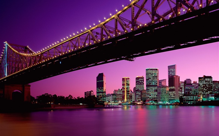 Stadt, Brücke, Gebäude, Beleuchtung, Australien Hintergrundbilder Bilder