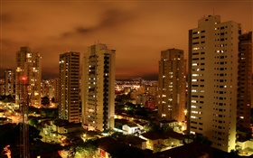 Stadt Nacht, Wolkenkratzer, Lichter HD Hintergrundbilder
