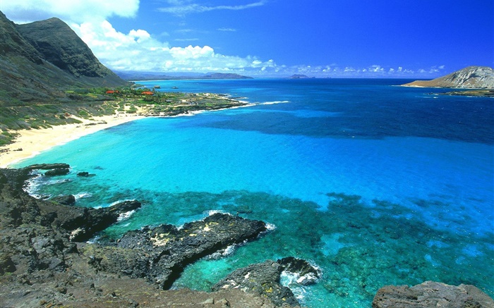 Küste, Meer und Himmel, Hawaii, USA Hintergrundbilder Bilder