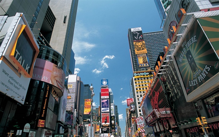 Kommerzielle Blick auf die Straße, die Stadt, New York, USA Hintergrundbilder Bilder