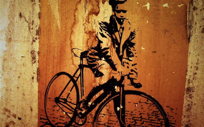 Kreatives Malen, Fahrrad, Wand Hintergrundbilder Bilder