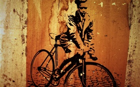 Kreatives Malen, Fahrrad, Wand HD Hintergrundbilder