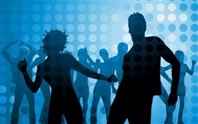 Tanz Menschen, blauem Hintergrund, Vektor-Design-Bilder
