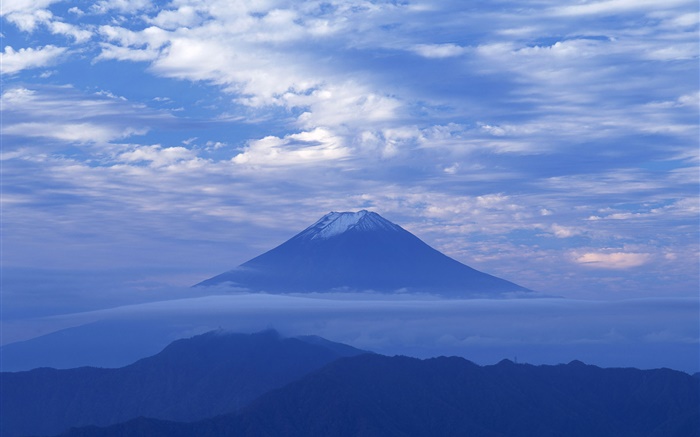 Morgendämmerung , blau, wolken, Mount Fuji, Japan Hintergrundbilder Bilder