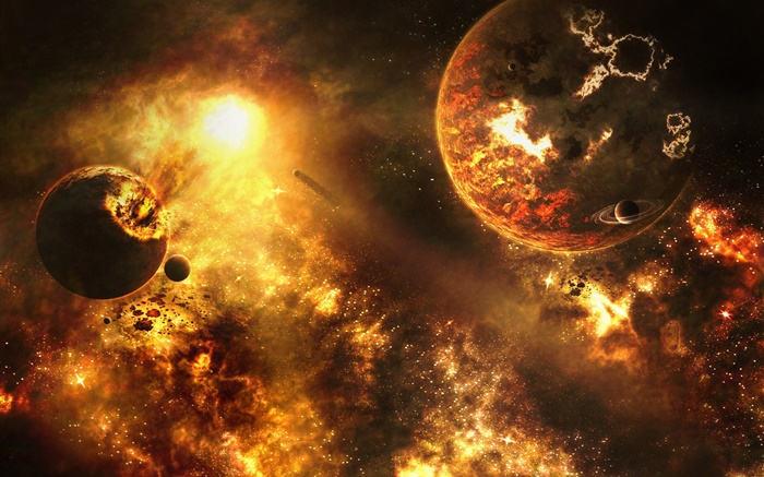Doom Raum, Planeten kollidieren, Katastrophe Hintergrundbilder Bilder