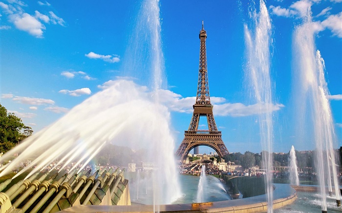 Eiffelturm , Frankreich, Paris, Brunnen, Wasser Hintergrundbilder Bilder