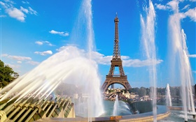 Eiffelturm , Frankreich, Paris, Brunnen, Wasser HD Hintergrundbilder