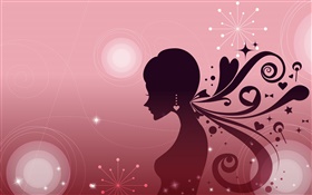 Mode Vektor Mädchen, Frisur, rosa Hintergrund HD Hintergrundbilder