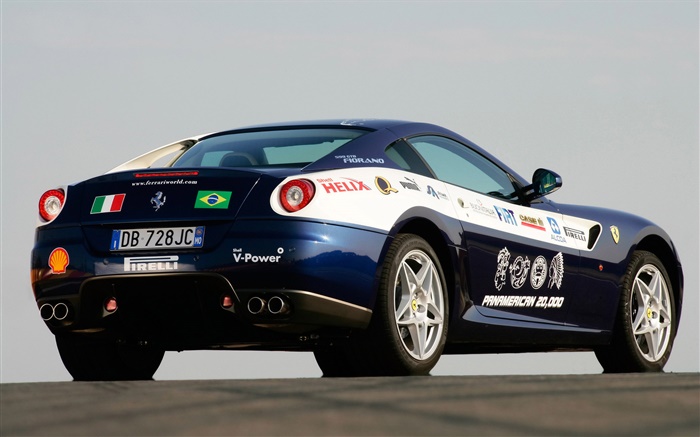 Ferrari blauen Rennwagen Rückansicht Hintergrundbilder Bilder