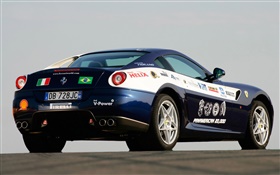 Ferrari blauen Rennwagen Rückansicht HD Hintergrundbilder