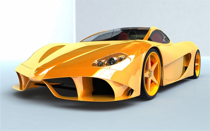 Ferrari gelb supercar Vorderansicht Hintergrundbilder Bilder