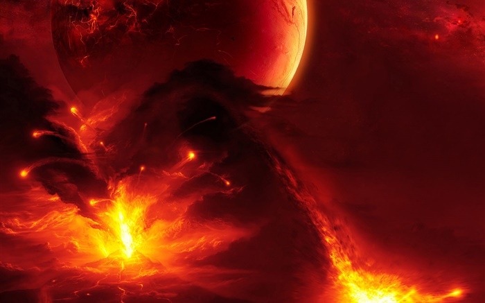 Fiery Planeten, ausbrechenden  Flammen Hintergrundbilder Bilder