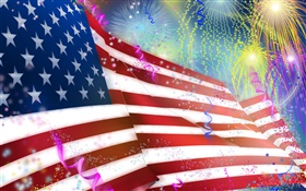 Feuerwerke , Amerikanische Flagge, Kunstentwurf HD Hintergrundbilder