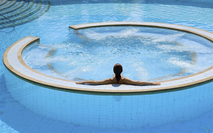 Mädchen, Sommer, schwimmen Pool Hintergrundbilder Bilder